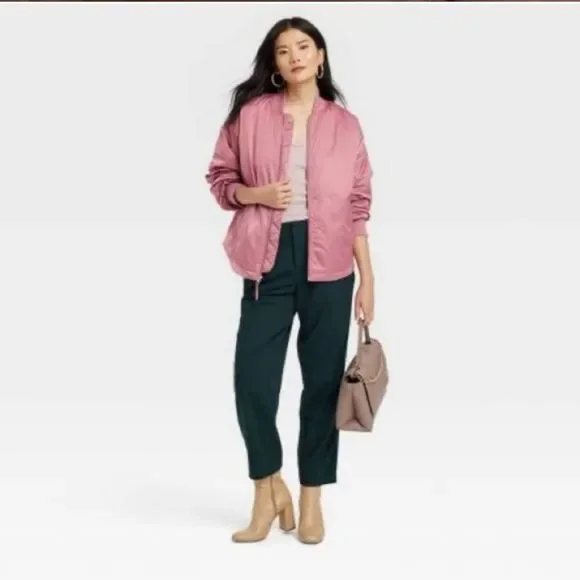 Blush Pink Satin Bomber Jacket New Women's XXL - Picture 10 of 10